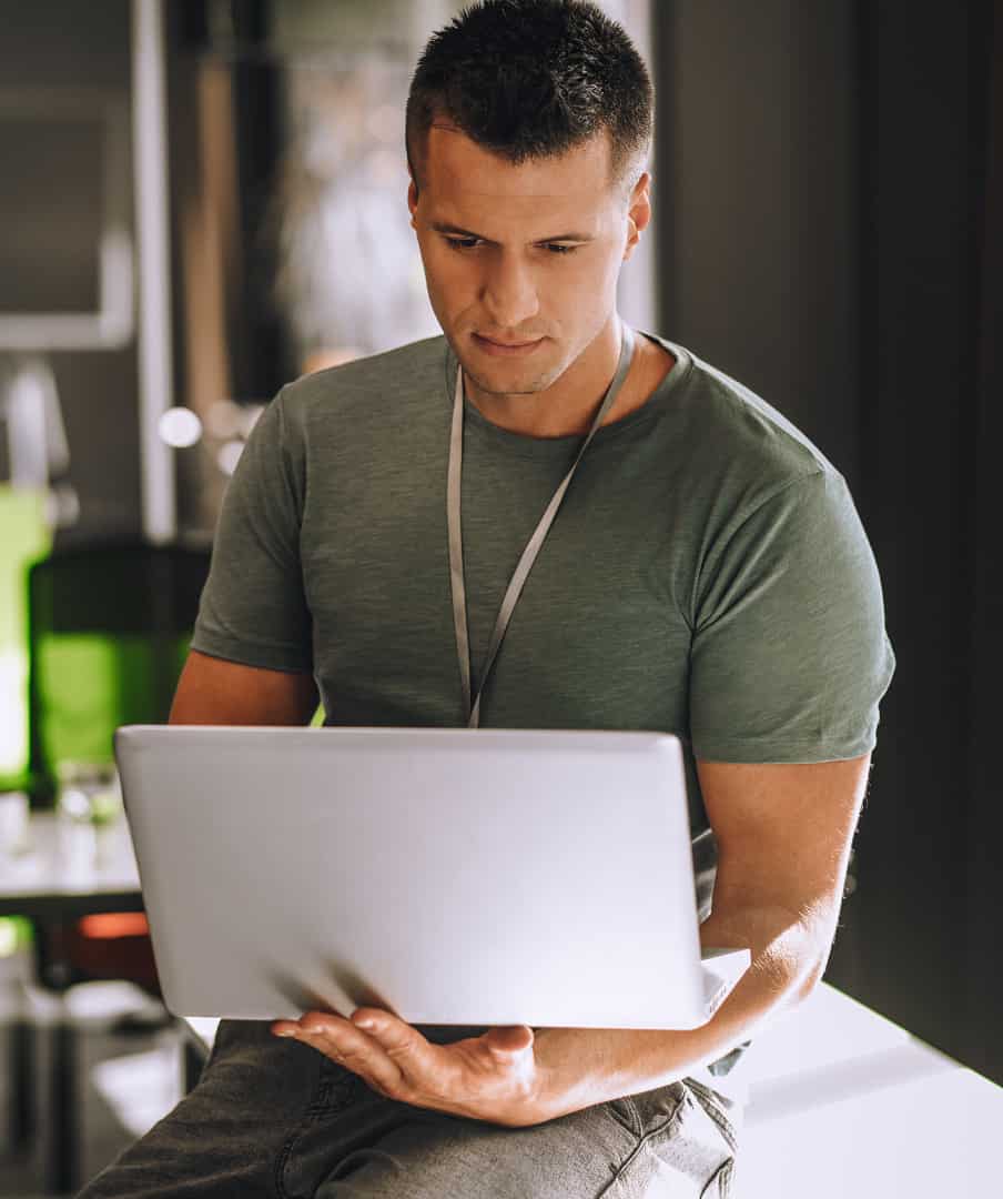 man using laptop