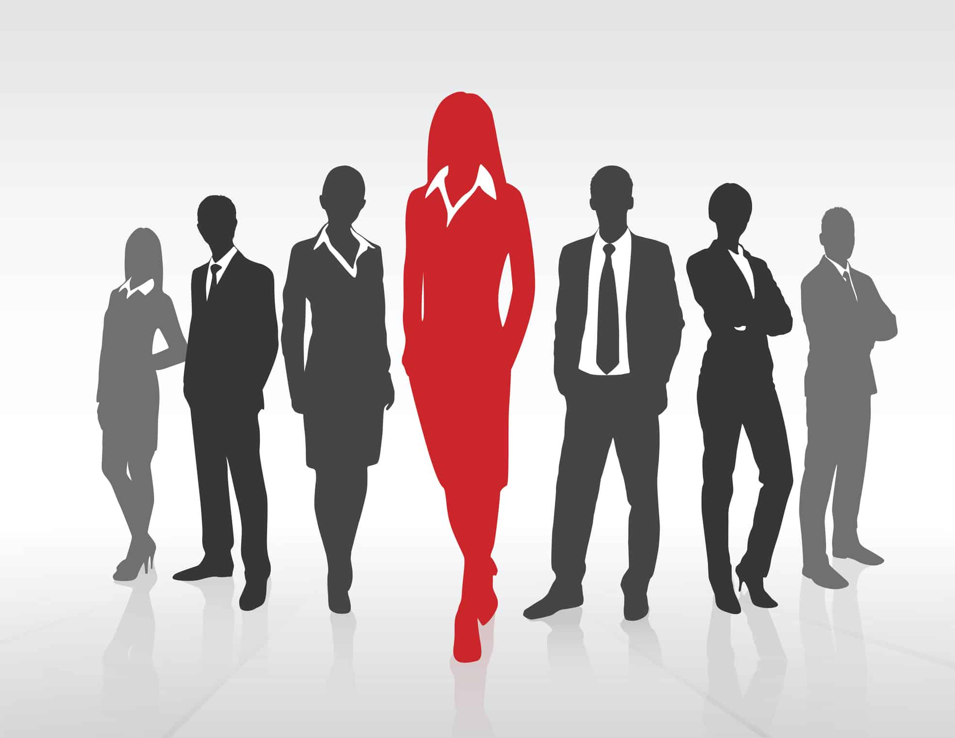 Red Businesswoman Silhouette, Black Business People Group Team Concept Red Businesswoman Silhouette, Black Business People Group Team Concept Vector Illustration