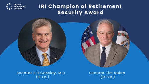 Sen. Cassidy and Sen. Kaine - IRI Federal Retirement Security Champion Award recipients
